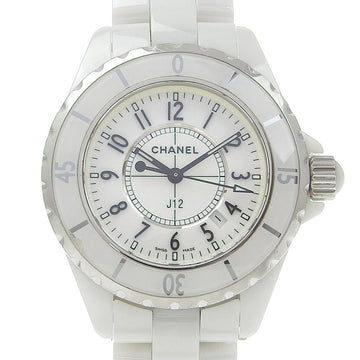 Top Quality Chanel J12 Date White Ceramic Quartz Watch H0968