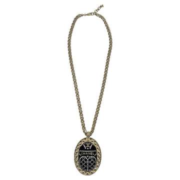 Top Quality Chanel Black Rhinestone Egyptian Scarab Necklace