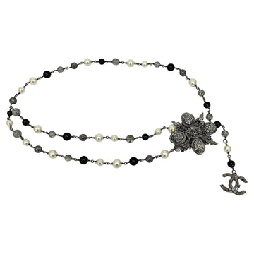 Top Quality Chanel Beaded Marble Flower Belt Necklace