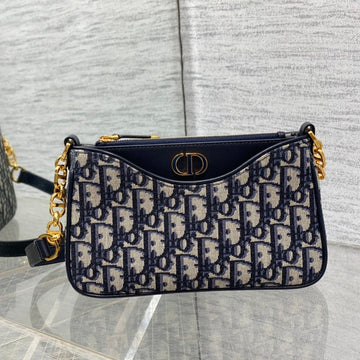 CD HOBO AVENUE 21CM BLUE OBLIQUE EMBROIDERY Luxe Carry