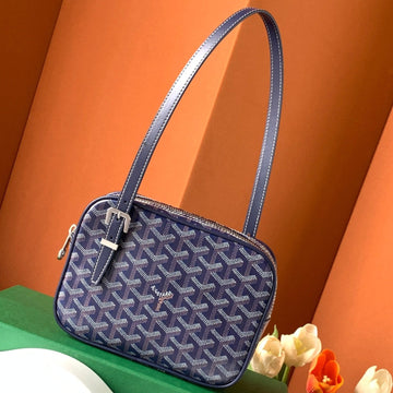 GOYA SECOND-HAND TOAST BAG 21CM NAVY BLUE CANVAS Luxe Carry