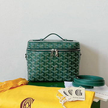 GOYA MAKEUP BOX BAG 20CM GREEN CANVAS by Luxe Carry