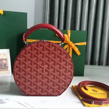 THE ALTO HATBOX TRUNK BAG 18CM RED CANVAS Luxe Carry