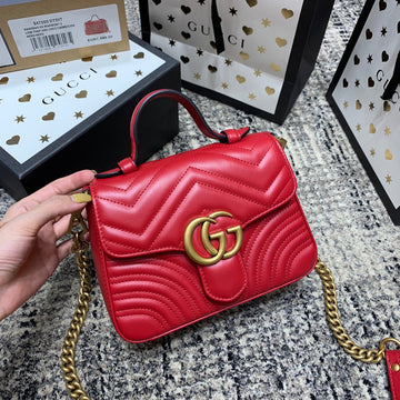 GG Marmont 21cm Mini Top Red Calfskin Gold Hardware by Luxe Carry