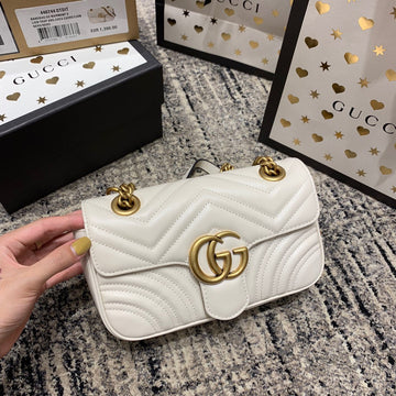 GG Marmont 22cm White Calfskin Gold Hardware by Luxe Carry