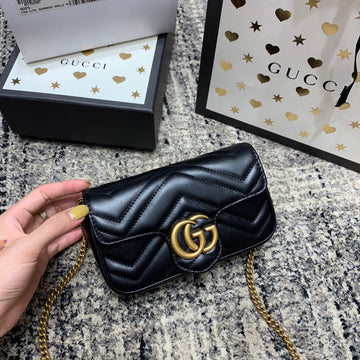 GG Marmont Mini 16.5cm Black Calfskin Gold Hardware by Luxe Carry