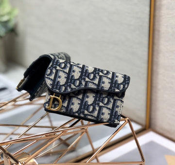 CD Saddle Wallet 10.5cm Blue Obique Embroidery By Luxe Carry