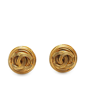 Top Quality Chanel   Coco Mark Round Earrings Gold