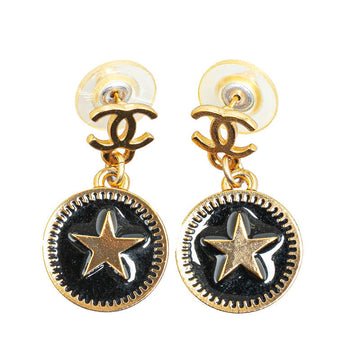 Top Quality Chanel Star Motif Earrings Gold Black