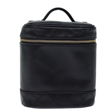 Top Quality Chanel Bicolole Vanity Cosmetic Pouch Leather Black CC Auth yk12444