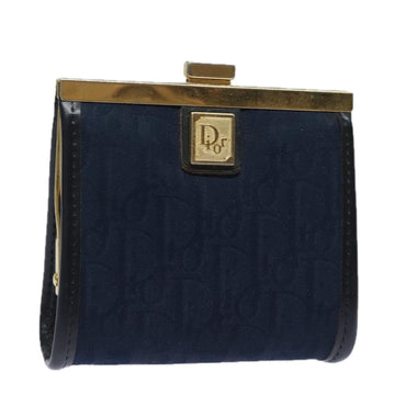 CHRISTIAN Top quality Dior Trotter Canvas Gamaguchi Coin Purse Navy Auth yk13524