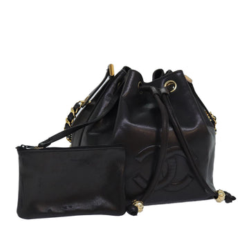 Top Quality Chanel COCO Mark Drawstring Chain Shoulder Bag Leather Brown CC Auth yk14076