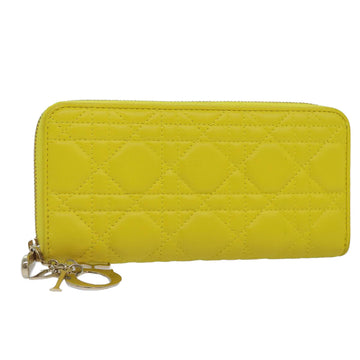 CHRISTIAN Top quality Dior Lady Top quality Dior Canage Wallet Lamb Skin Yellow Gold Auth yk14307