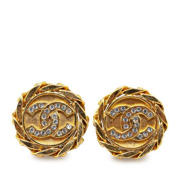 Top Quality Chanel   Coco Mark Chain Earrings Gold Plated Rhinestones